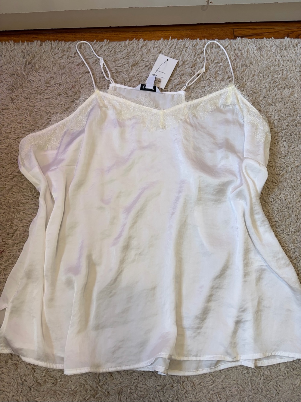White Satin Lace Trim Camisole